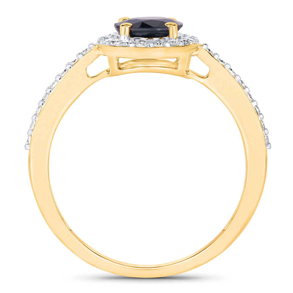 Blue Sapphire Ring With Diamonds 1.8 Carats 14K Yellow Gold