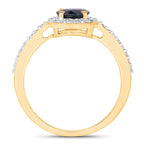 Blue Sapphire Ring With Diamonds 1.8 Carats 14K Yellow Gold