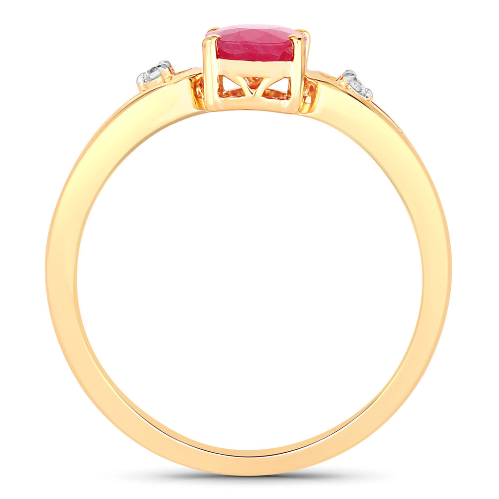 Ruby Ring With Diamonds 0.92 Carats 14K Yellow Gold
