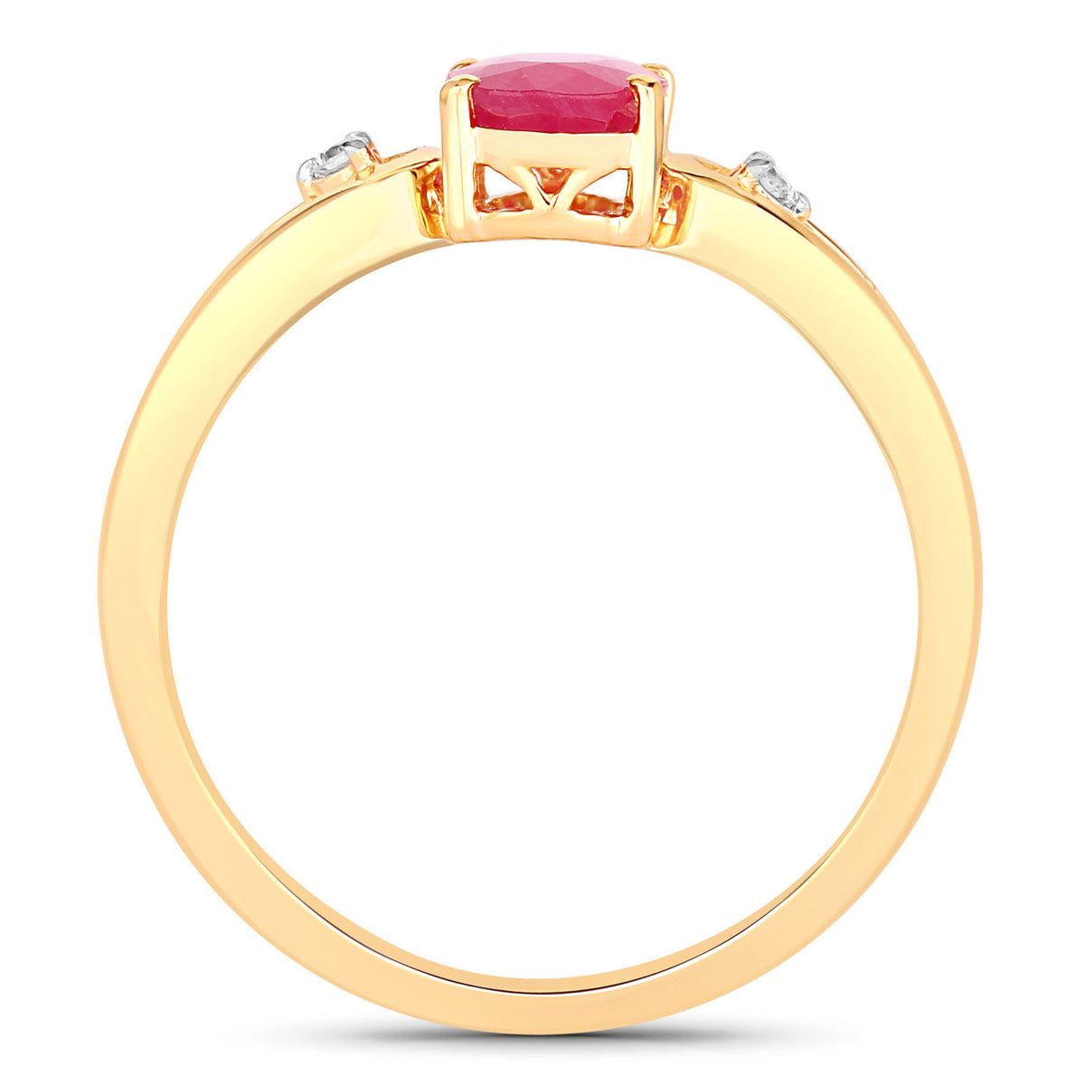 Ruby Ring With Diamonds 0.92 Carats 14K Yellow Gold