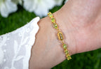Peridot Tennis Bracelet 9.02 Carats Gold Plated Silver