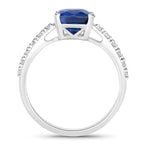 Blue Sapphire Ring With Diamonds 2.82 Carats 18K White Gold