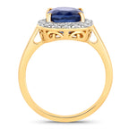 Blue Sapphire Ring With Diamonds 4.34 Carats 18K Yellow Gold