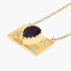 Garnet Purse Necklace With White Topaz 1.9 Carats Gold Plated Silver