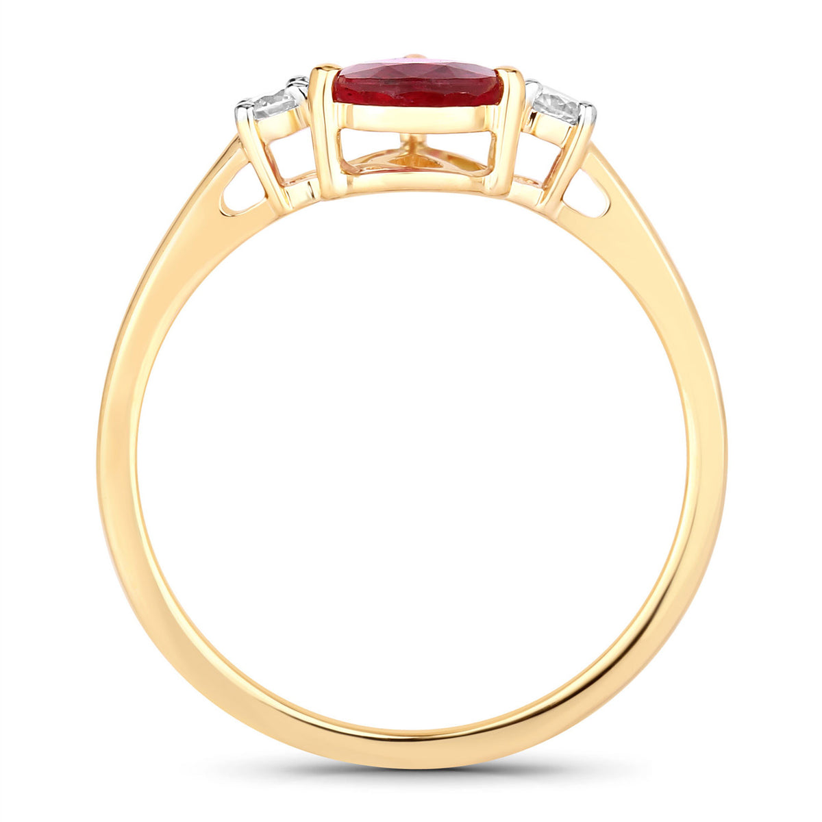 Ruby Ring With Diamonds 1.04 Carats 14K Yellow Gold