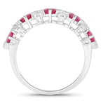 Ruby Ring With Diamonds 1.58 Carats 14K White Gold
