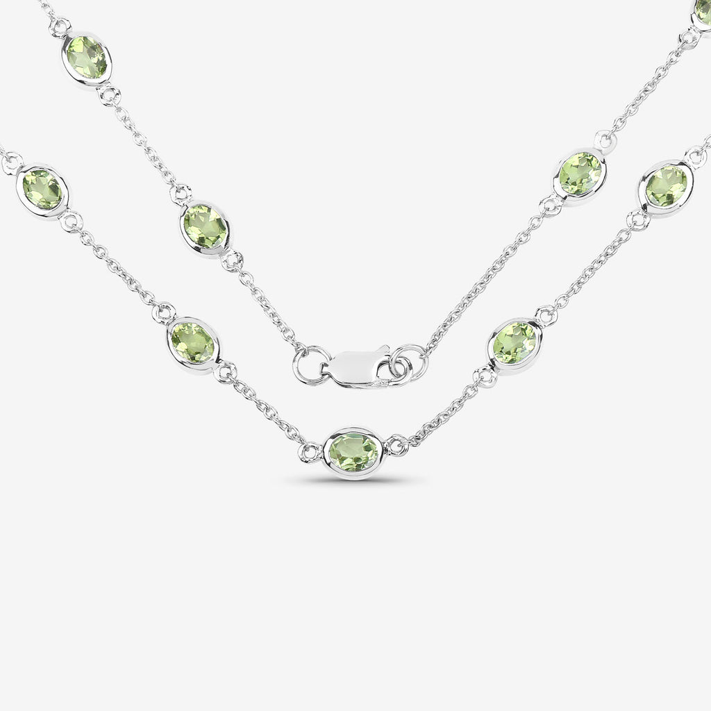 Peridot Necklace 6.28 Carats Sterling Silver