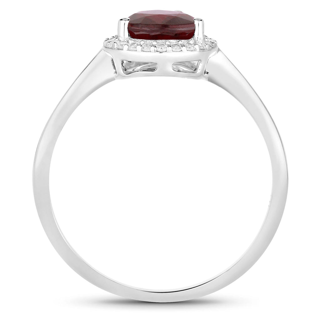 Ruby Ring With Diamonds 1.28 Carats 14K White Gold
