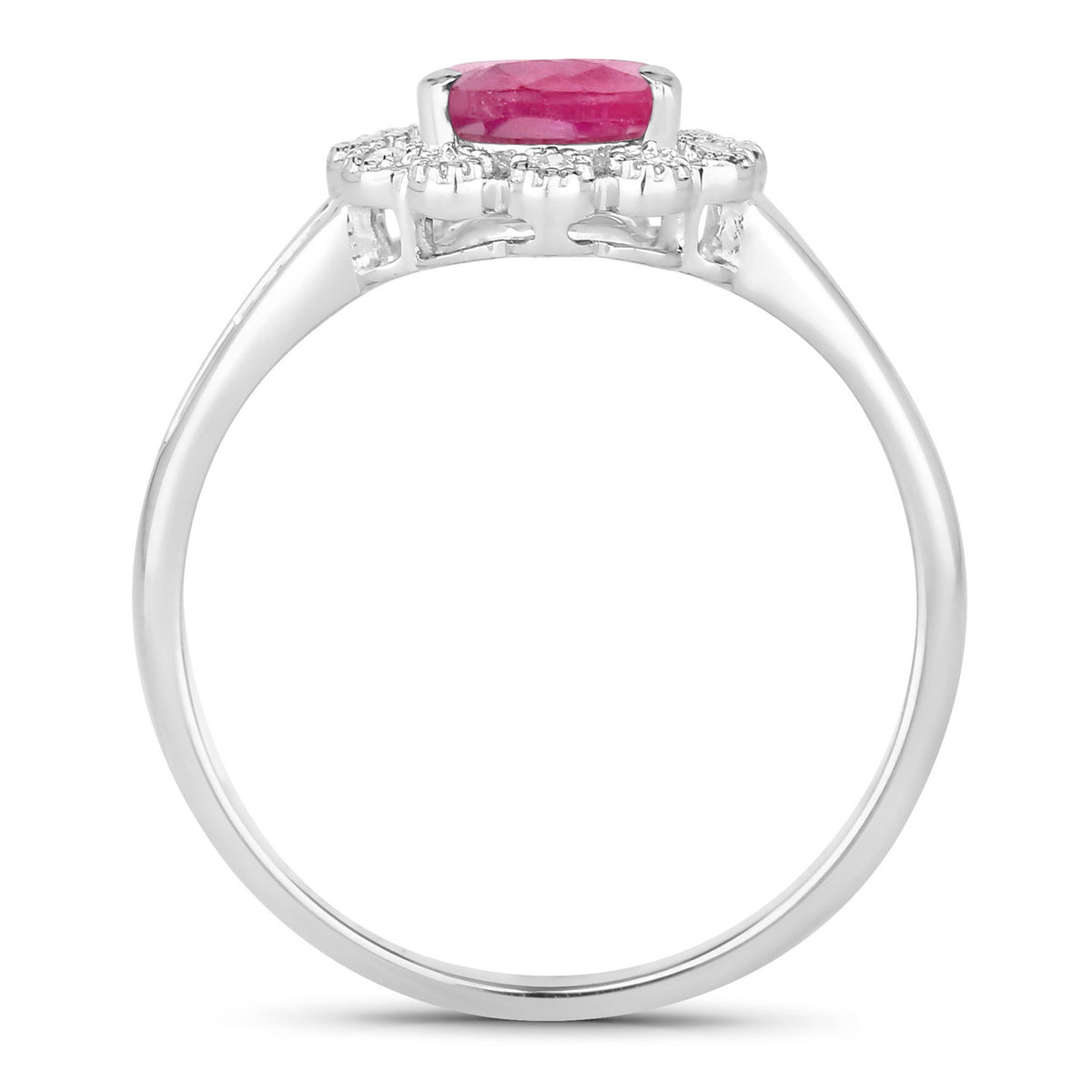 Ruby Ring With Diamonds 1.28 Carats 10K White Gold