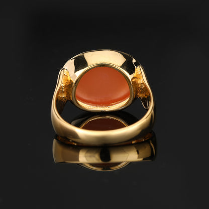 Peach Moonstone Ring 9.5 Carats Gold Plated Silver