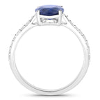 Blue Sapphire Ring With Diamonds 2.56 Carats 18K White Gold