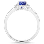 Tanzanite Ring With Diamonds 0.84 Carats 14K White Gold
