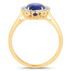 Blue Sapphire Ring With Diamonds 2.58 Carats 18K Yellow Gold