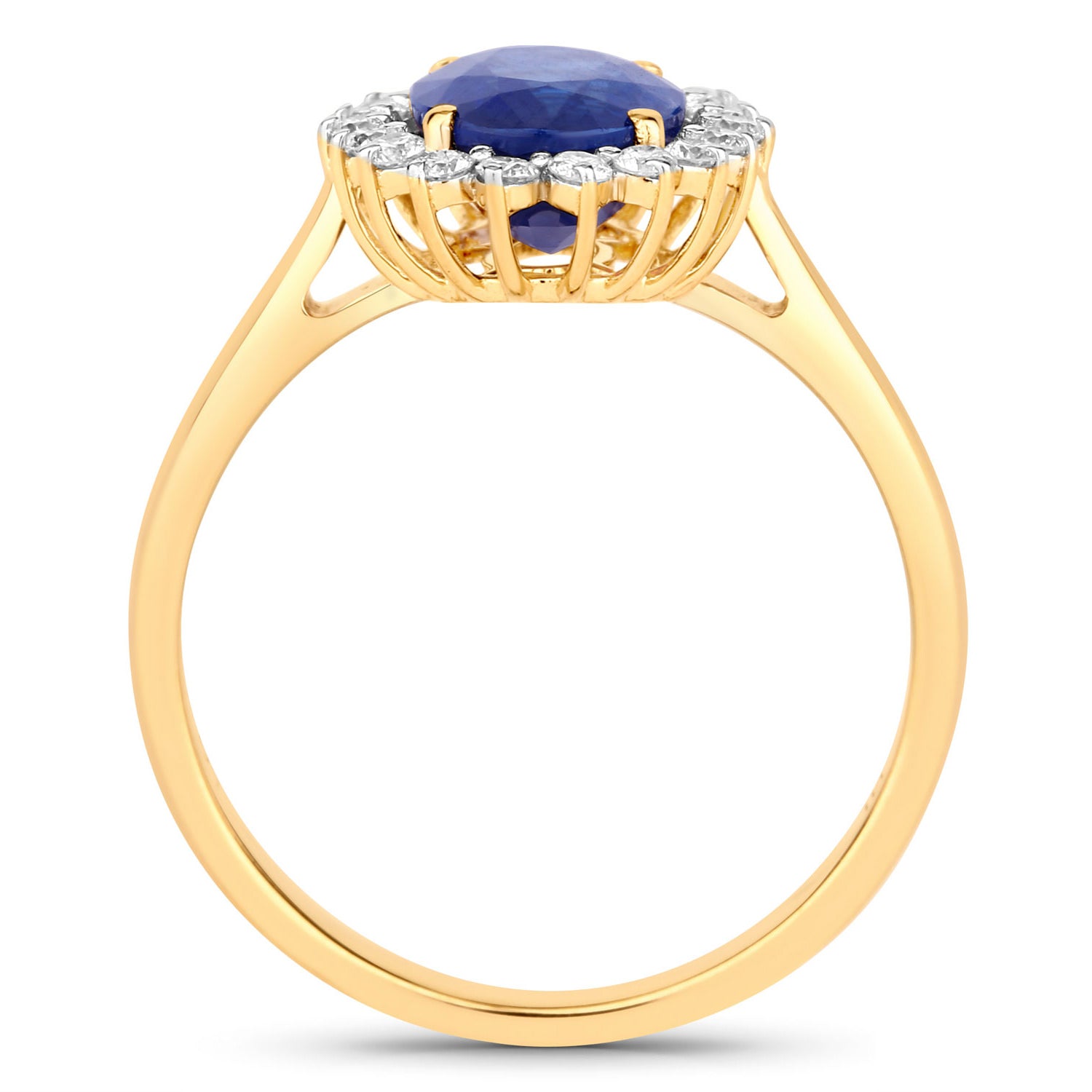 Blue Sapphire Ring With Diamonds 2.58 Carats 18K Yellow Gold