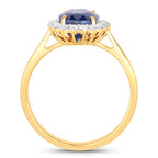 Blue Sapphire Ring With Diamonds 2.82 Carats 18K Yellow Gold