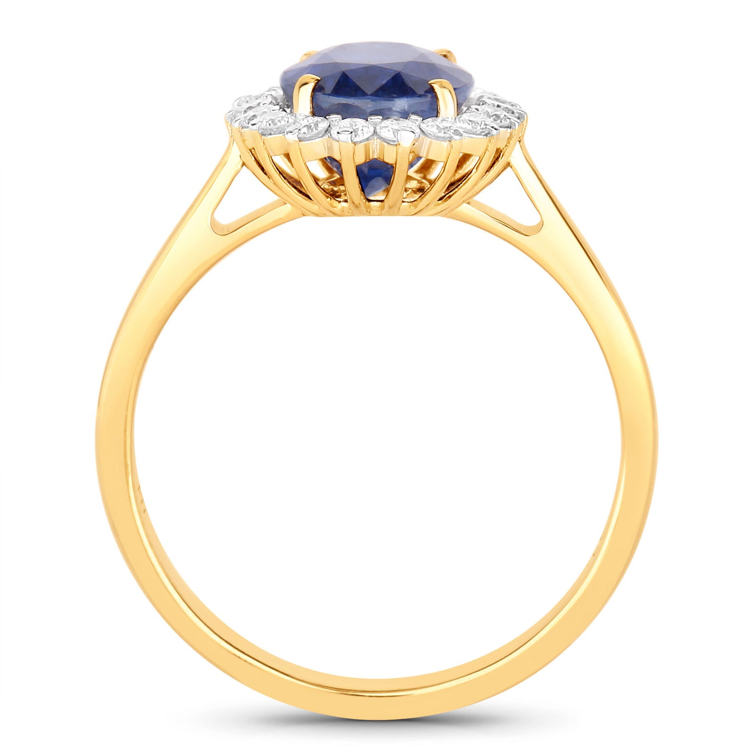 Blue Sapphire Ring With Diamonds 2.82 Carats 18K Yellow Gold