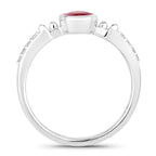 Ruby Ring With Diamonds 0.96 Carats 14K White Gold