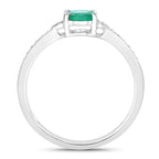 Zambian Emerald Ring With Diamonds 0.79 Carats 10K White Gold