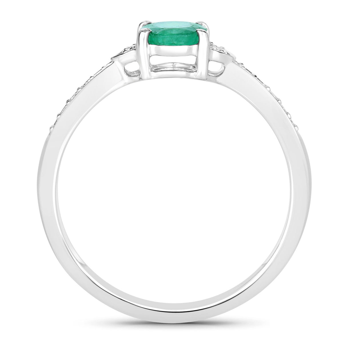 Zambian Emerald Ring With Diamonds 0.79 Carats 10K White Gold