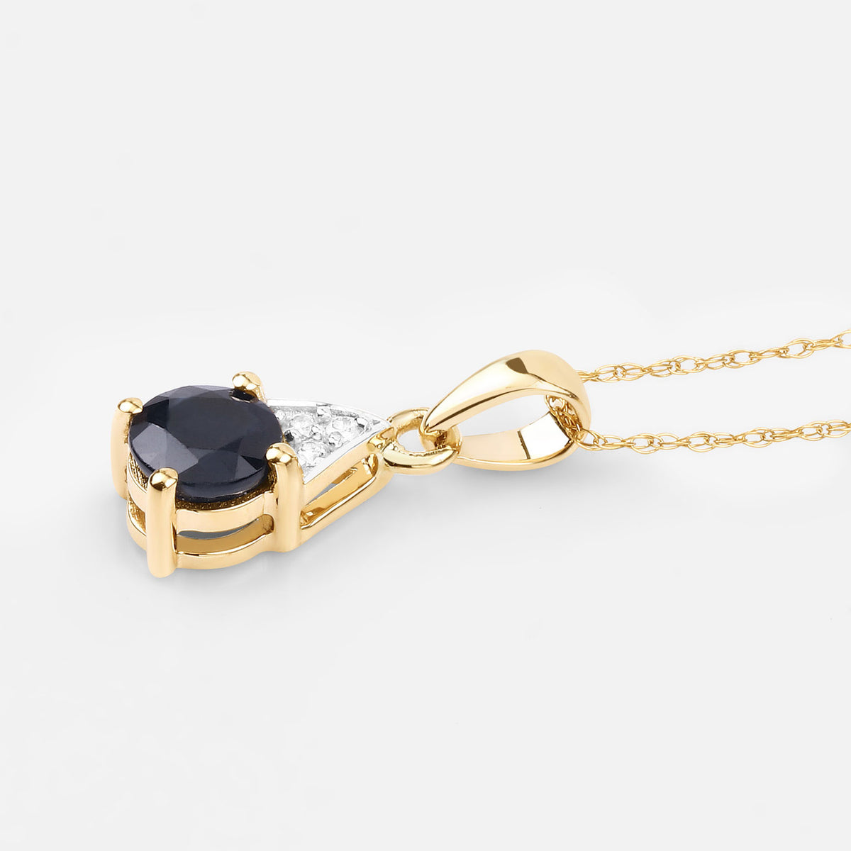 Blue Sapphire Pendant With Diamonds 0.86 Carats 10K Yellow Gold