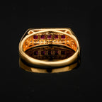 Natural Ruby Ring With White Zircon 1.11 Carats Gold Plated Silver