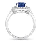 Blue Sapphire Ring With Diamonds 3.42 Carats 18K White Gold