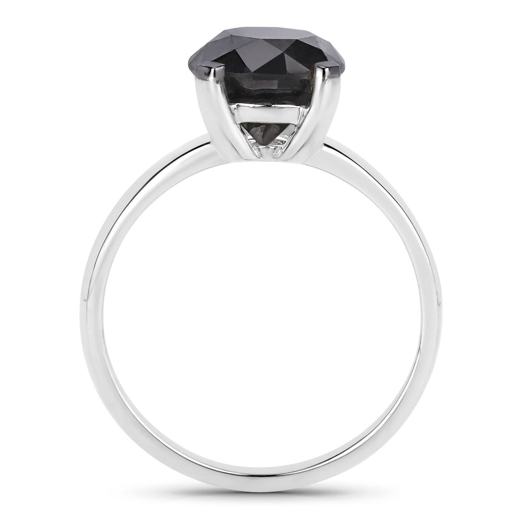 Black Diamond Ring 2.98 Carats 14K White Gold