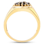 Black Diamond Ring 0.9 Carats Gold Plated Silver