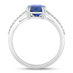 Blue Sapphire Ring With Diamonds 2.86 Carats 18K White Gold