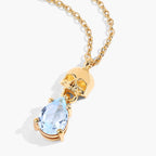 Blue Topaz Skull Pendant 0.84 Carats Gold Plated Silver