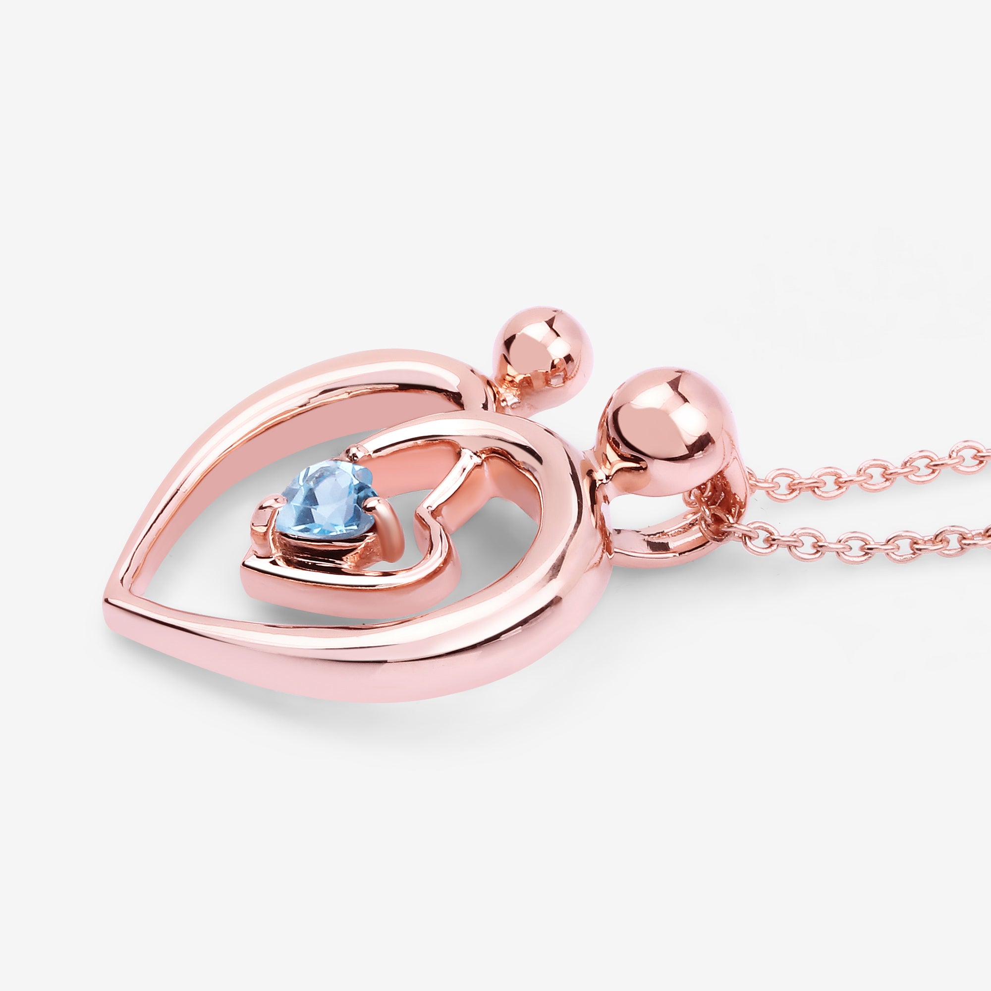 Swiss Blue Topaz Mom Pendant 0.26 Carats Gold Plated Silver