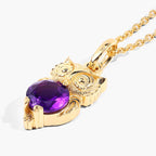 Amethyst Owl Pendant 0.72 Carats Gold Plated Silver