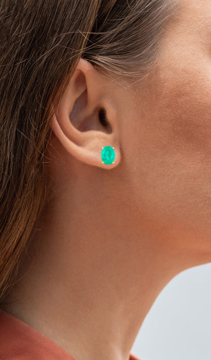 Zambian Emerald Earrings 2.38 Carats 10K Yellow Gold