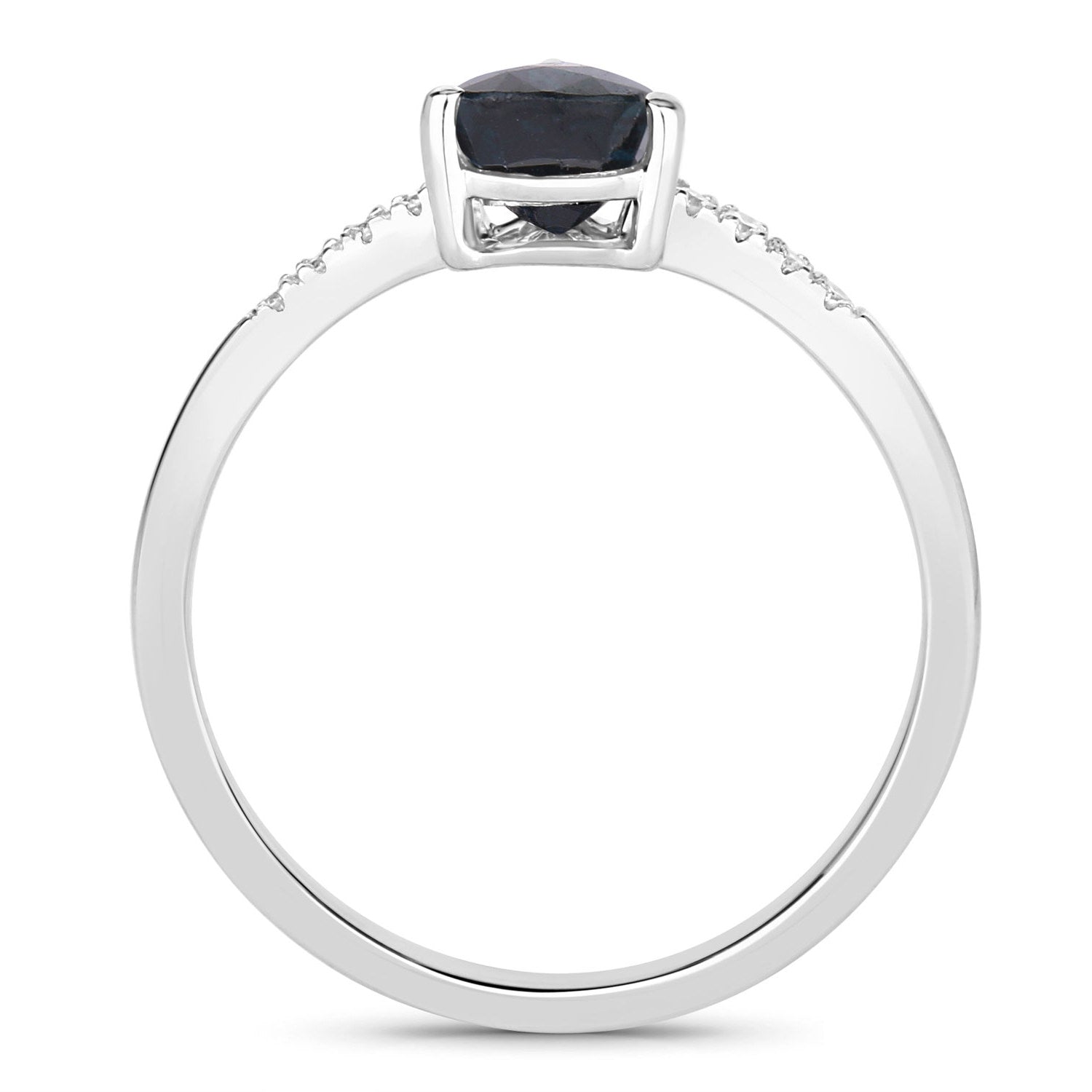 Blue Sapphire Ring With Diamonds 0.82 Carats 14K White Gold