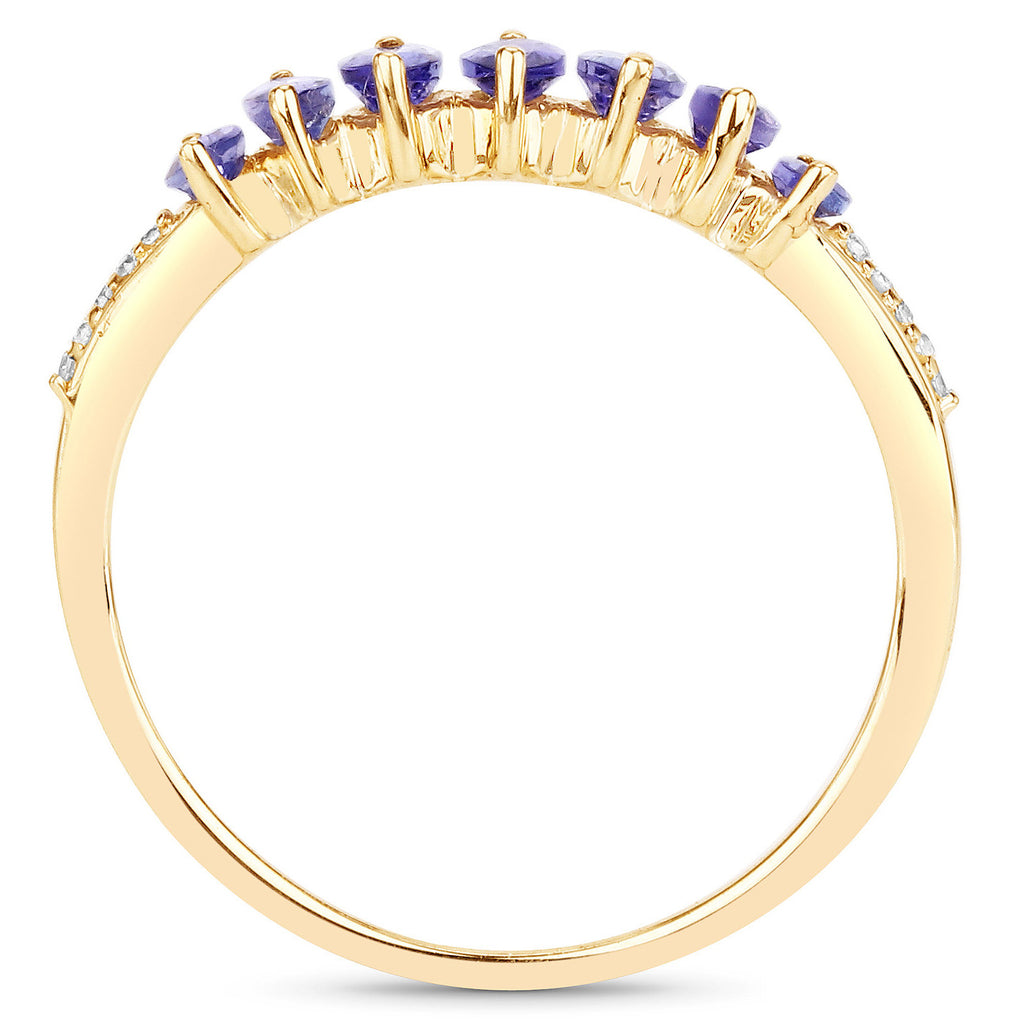 Tanzanite Ring With Diamonds 0.72 Carats 14K Yellow Gold
