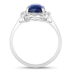 Blue Sapphire Ring With Diamonds 2.56 Carats 18K White Gold