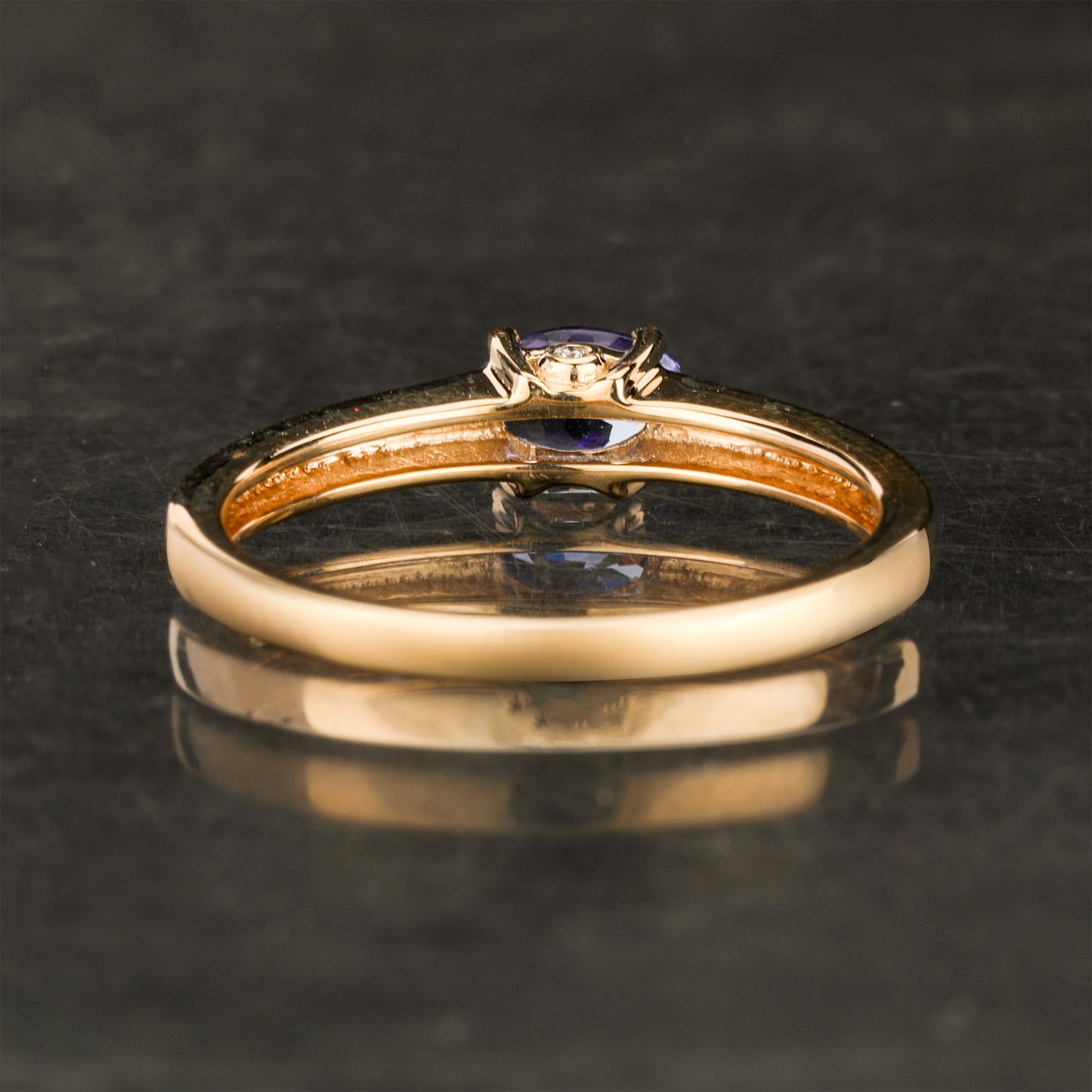 Natural Tanzanite Ring With Diamond 0.45 Carats 9K Yellow Gold