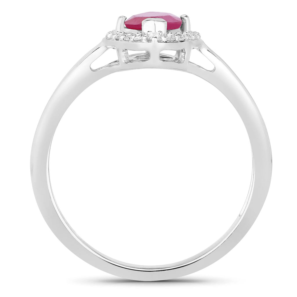 Ruby Ring With Diamonds 1.54 Carats 14K White Gold