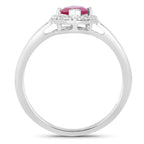 Ruby Ring With Diamonds 1.54 Carats 14K White Gold