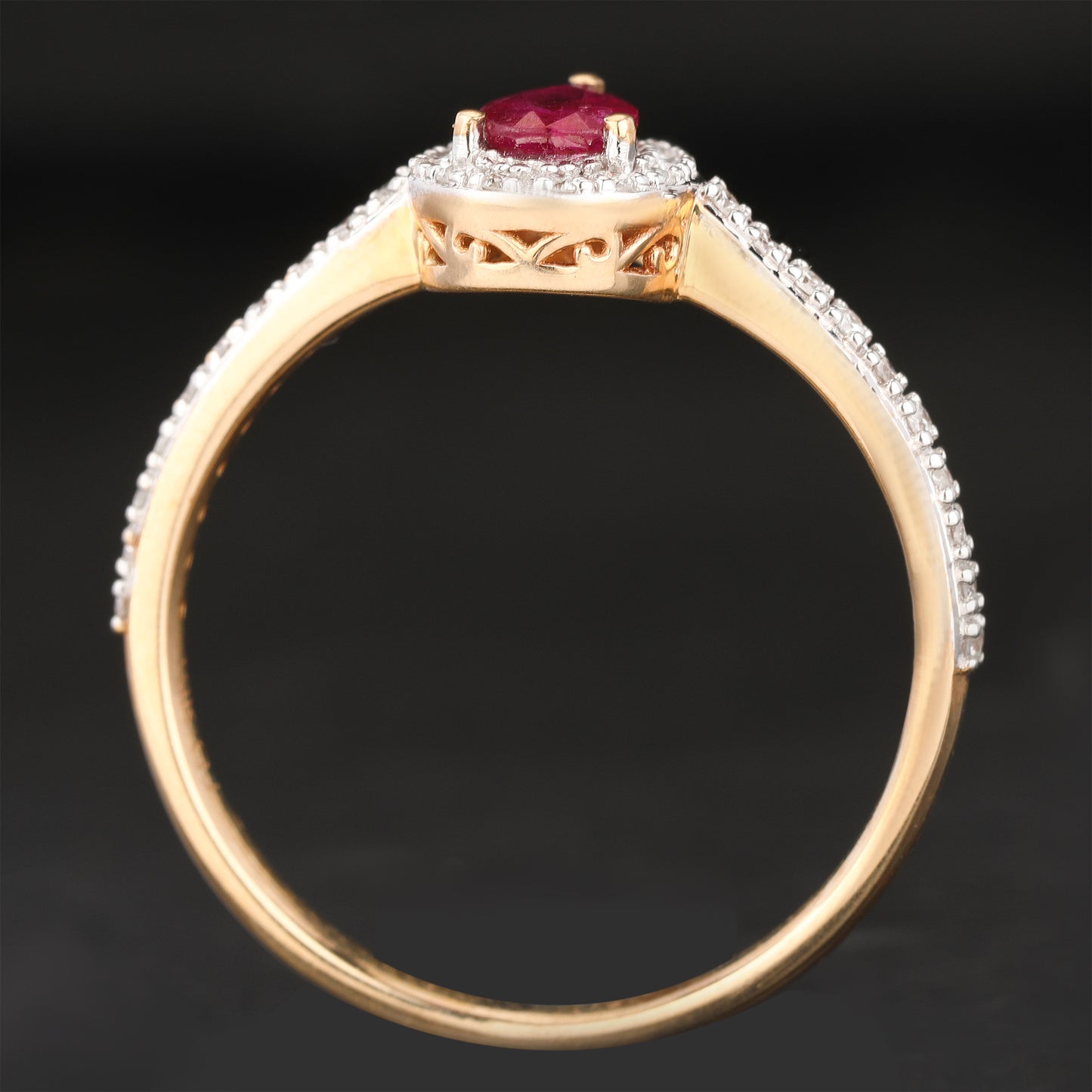 Natural Mozambique Ruby Ring With Diamonds 0.62 Carats 10K Yellow Gold