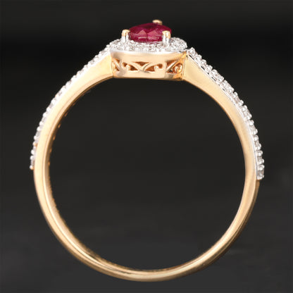 Natural Mozambique Ruby Ring With Diamonds 0.62 Carats 10K Yellow Gold