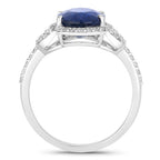 Blue Sapphire Ring With Diamonds 2.96 Carats 18K White Gold