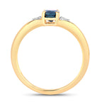 Blue Sapphire Ring With Diamonds 0.8 Carats 14K Yellow Gold