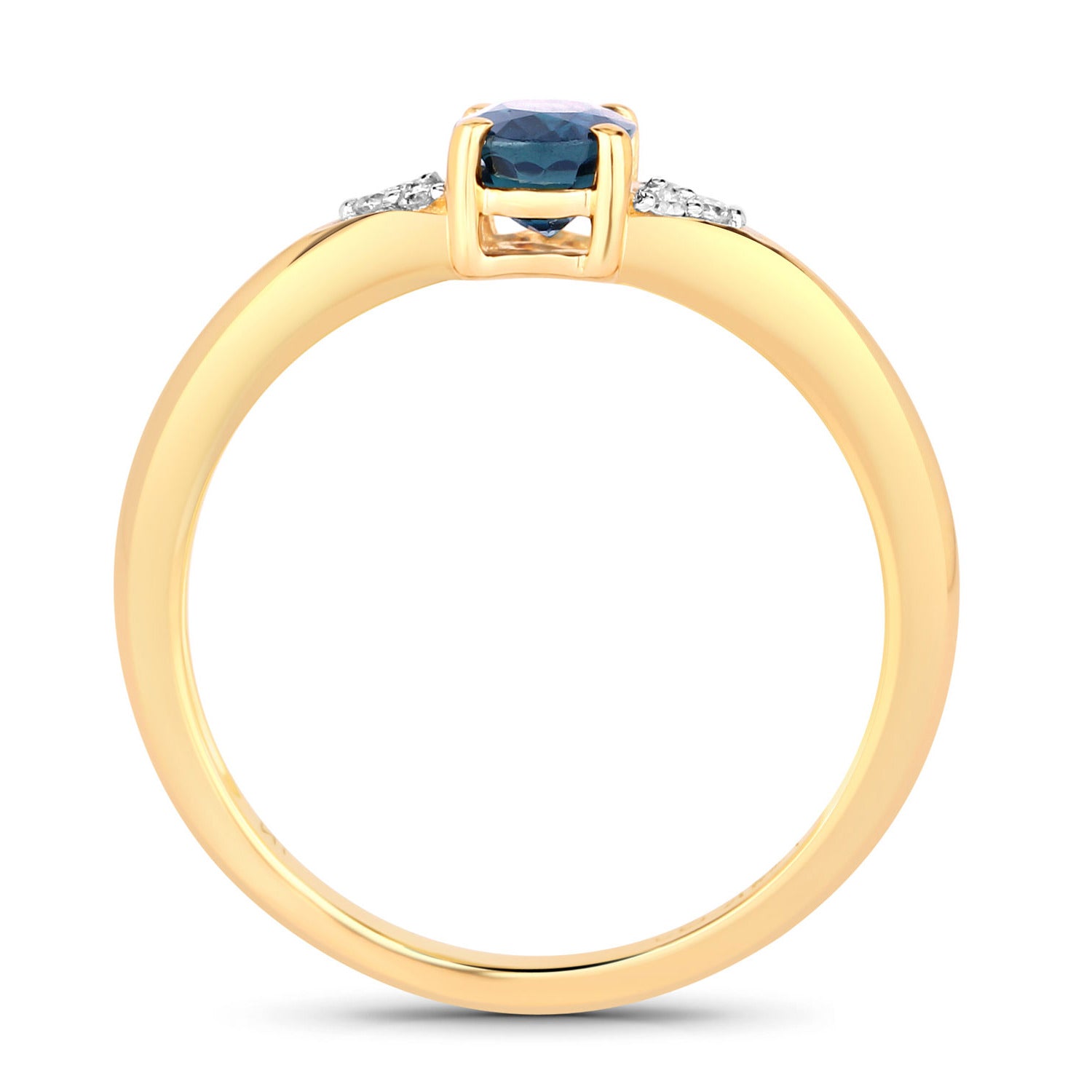 Blue Sapphire Ring With Diamonds 0.8 Carats 14K Yellow Gold