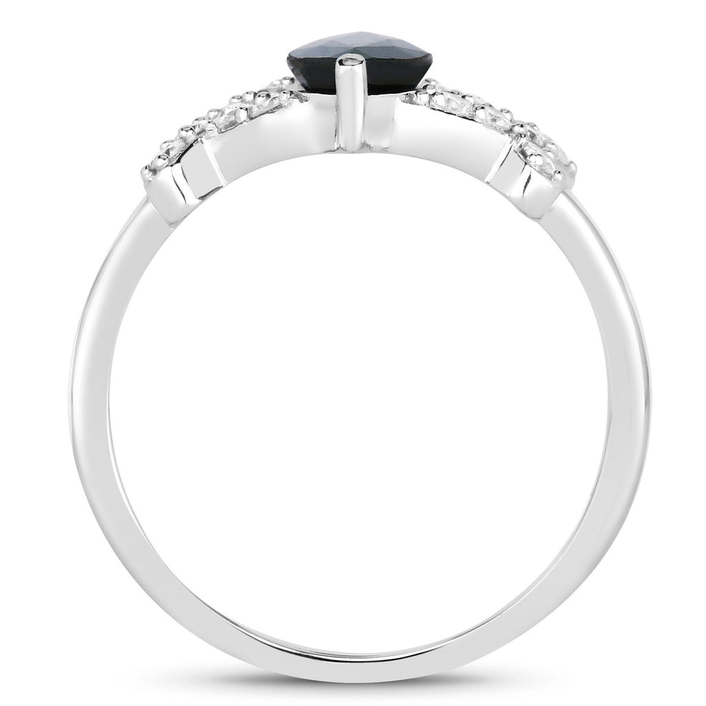 Blue Sapphire Ring With Diamonds 1.46 Carats 14K White Gold