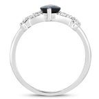 Blue Sapphire Ring With Diamonds 1.46 Carats 14K White Gold