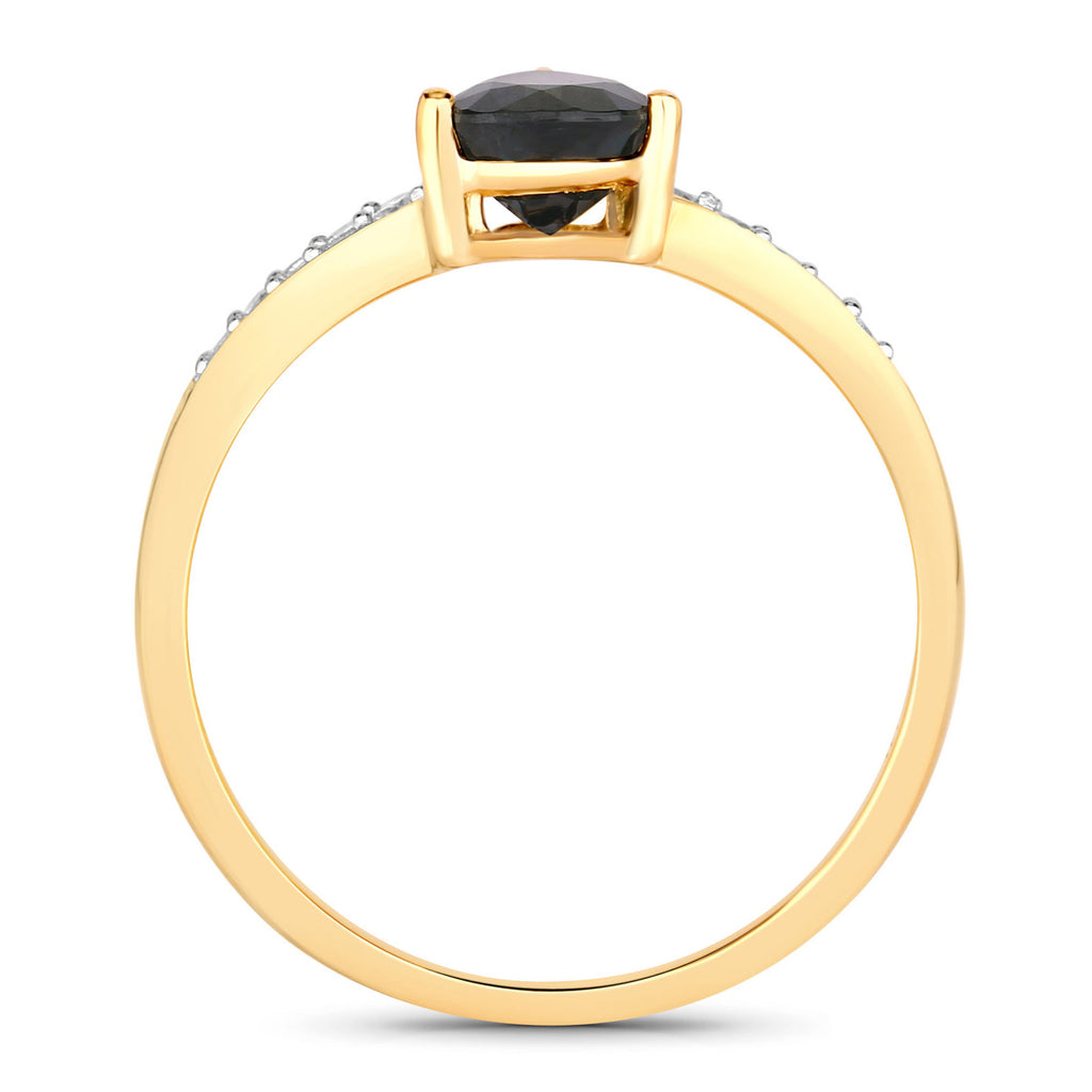 Blue Sapphire Ring With Diamonds 0.83 Carats 14K Yellow Gold