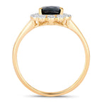 Blue Sapphire Ring With Diamonds 1.42 Carats 10K Yellow Gold