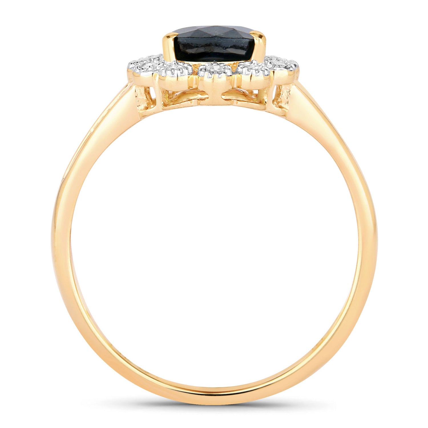 Blue Sapphire Ring With Diamonds 1.42 Carats 10K Yellow Gold