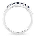 Blue Sapphire Ring With Diamonds 0.38 Carats 14K White Gold